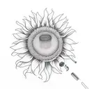 sunflowers with a microphone and music notes  tattoo design idea