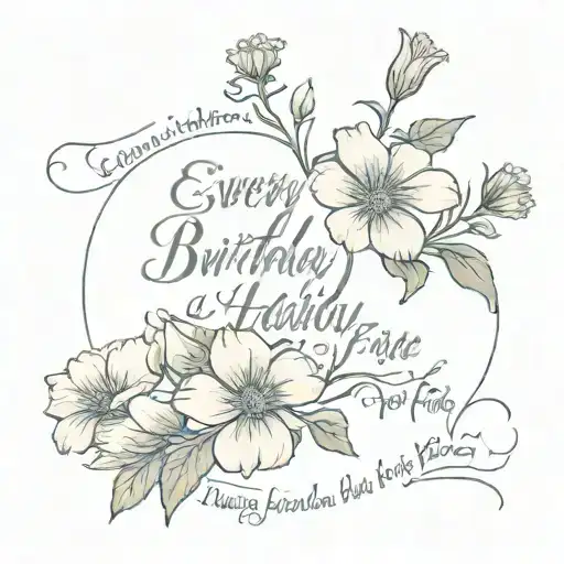 Aster and Morning glory flowers wrapped around the text " Every Birthday And Holiday Wish You Were Here To Celebrate" tattoo design idea