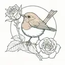 robin on a rose tattoo design idea