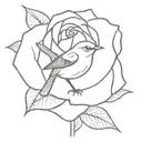 robin on a rose tattoo design idea
