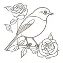 robin on a rose tattoo design idea