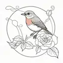 robin on a rose tattoo design idea
