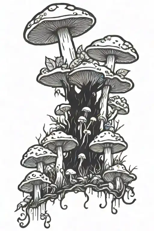 mushrooms and zombies  tattoo design idea