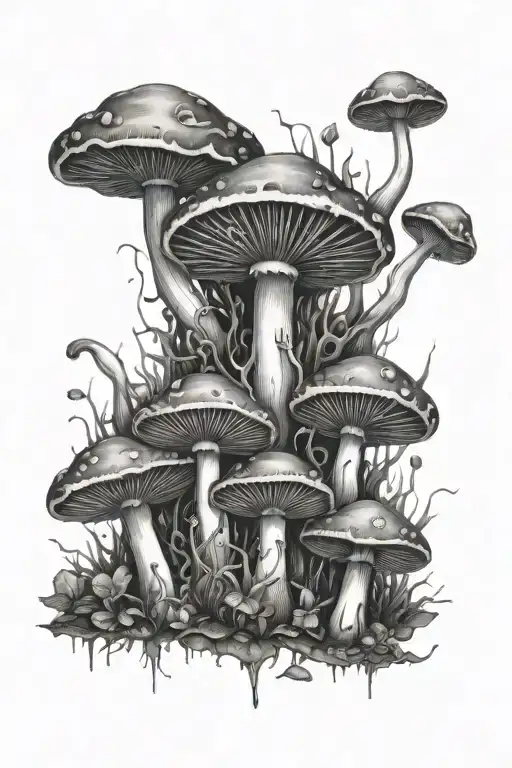 toxic mushrooms tattoo design idea