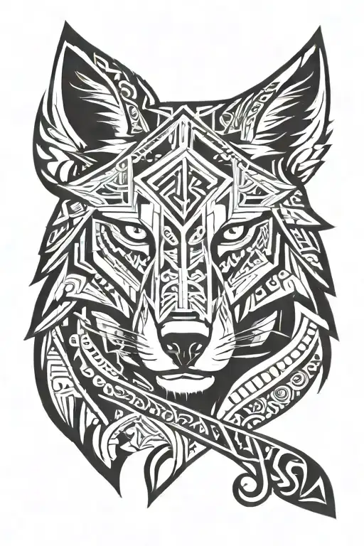 Aztec wolf warrior  tattoo design idea