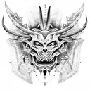 Humanoid Demon bust tattoo design idea