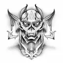 Humanoid Demon bust tattoo design idea
