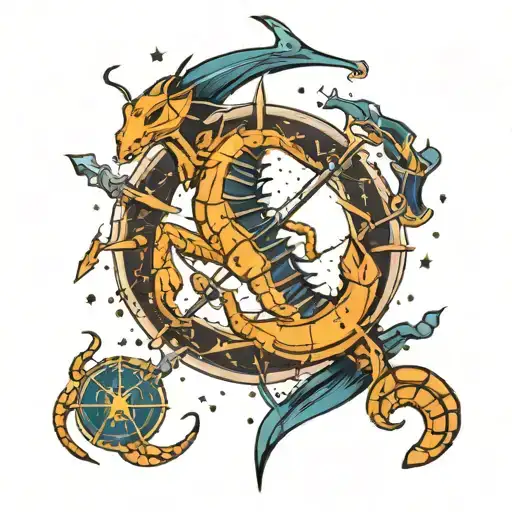 Sagittarius constellation with scorpions  tattoo design idea