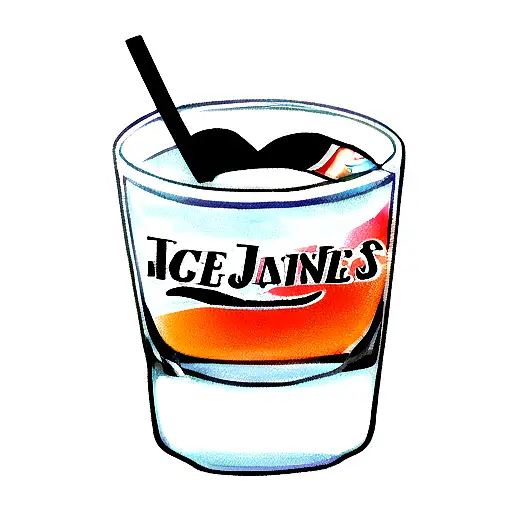 Ice hockey player drinking a jack daniels botel tattoo design idea