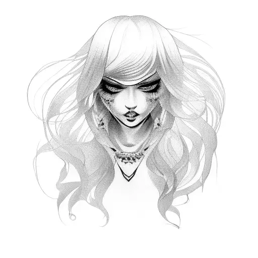 a woman with long blonde hair tattoo design idea