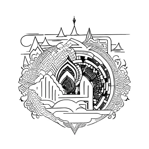 Design a tattoo that incorporates creative elements and the landscapes of Afghanistan tattoo design idea