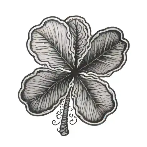 Arkansas outline with negative space surrounding a five leaf clover  tattoo design idea