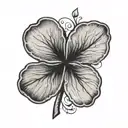 Arkansas outline with negative space surrounding a five leaf clover  tattoo design idea