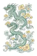 flowers dragons asian style  tattoo design idea