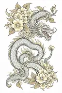 flowers dragons asian style  tattoo design idea