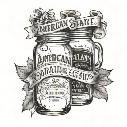 wording sayings "american by birth, southern by the grace of god, outlaw by choice" with mason jars tattoo design idea