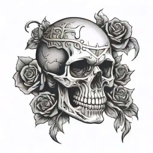 skull with thoughts in his mind tattoo design idea