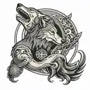 Yin yang wolf howling tattoo design idea