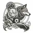 Yin yang wolf howling tattoo design idea