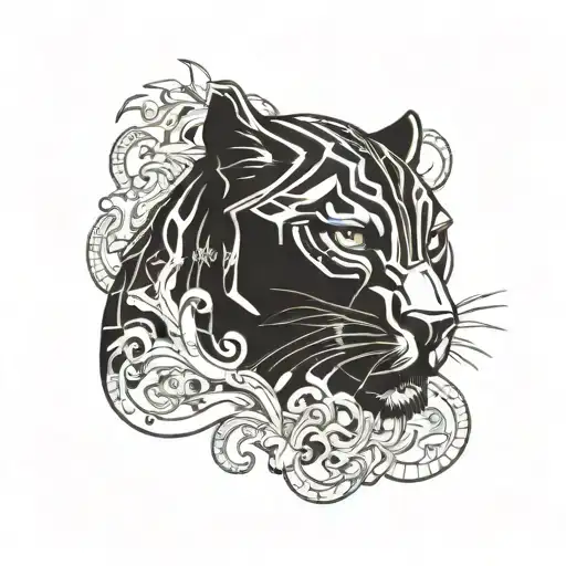 A fierce black panther with money symbols incorporated into its fur, representing the bad boy attitude towards wealth tattoo design idea