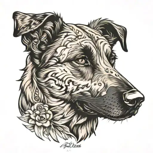 brindle shepherd dog tattoo design idea
