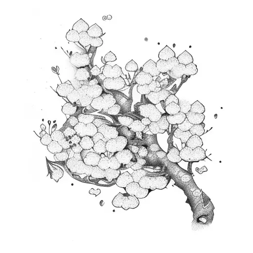 katana broken turning into cherry blossom petals tattoo design idea