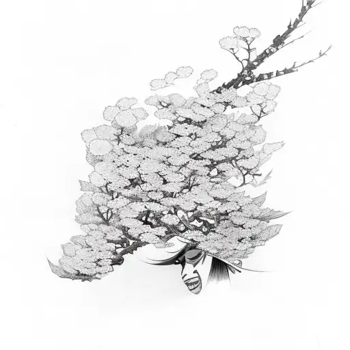 katana turning into cherry blossom petals tattoo design idea