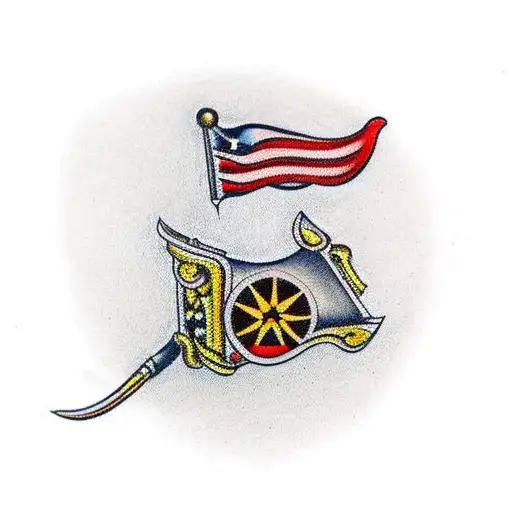 traditional tattoo design showcasing a zippo lighter that is open and burning with a nautical star in black and red on i tattoo design idea