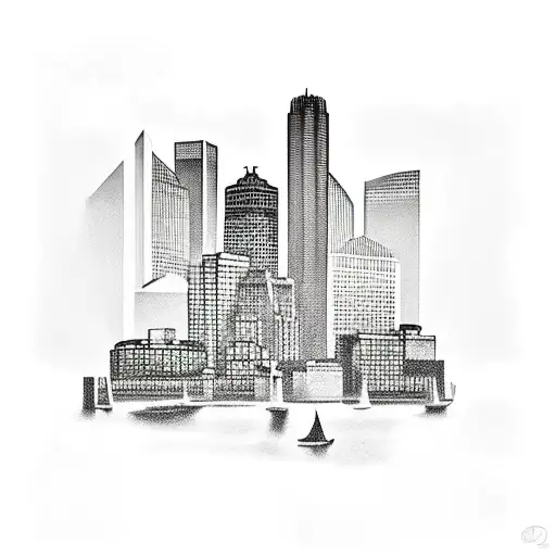 boston skyline tattoo design idea