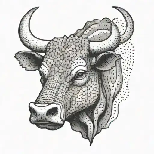 bull and bear head tattoo design idea