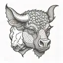 bull and bear head tattoo design idea