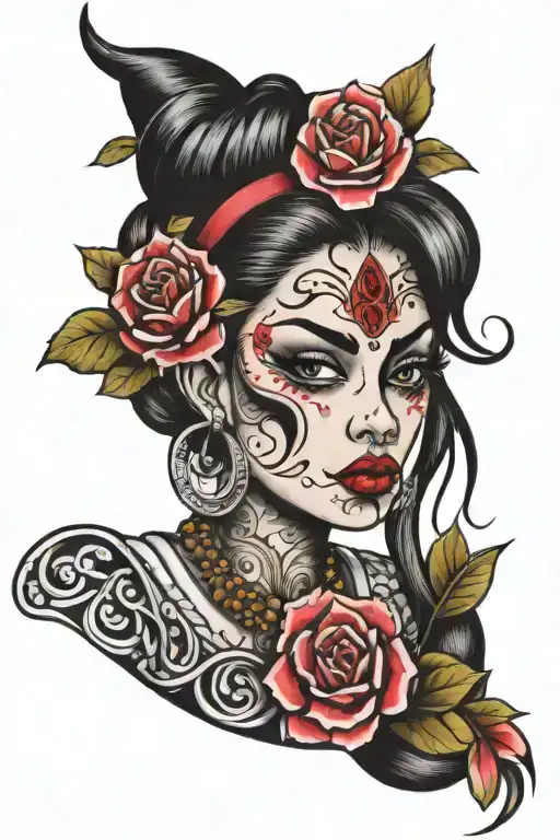 chola lady tattoo design idea