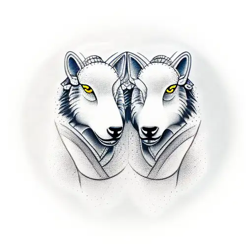 yin yang sheep wolf tattoo design idea