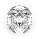 yin and yang sheep wolf tattoo design idea