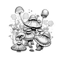 psilocybin molecule with mushrooms  tattoo design idea