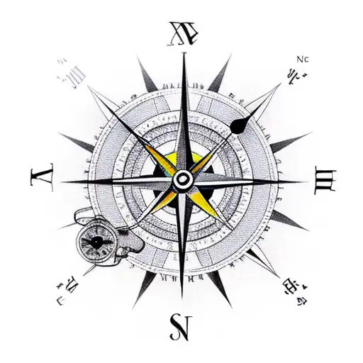 compass clock infinite loop eye  tattoo design idea