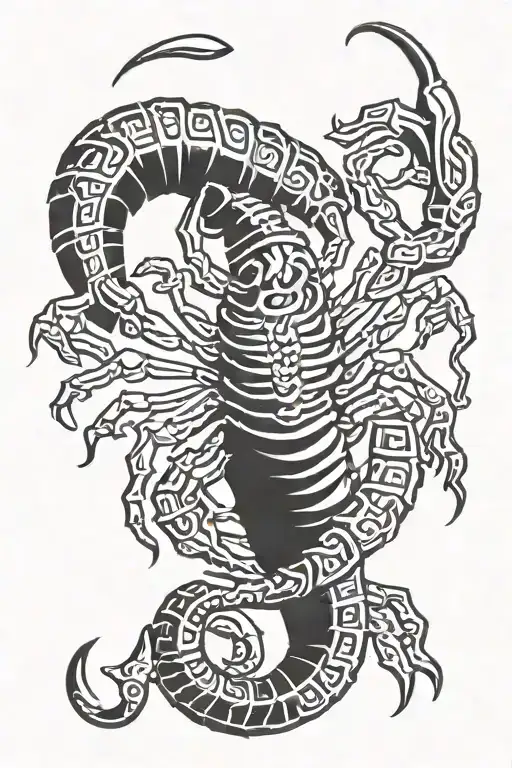 A stylized scorpion with Arabic calligraphy representing the client's occupation as an OFW tattoo design idea