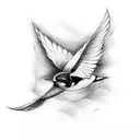 Swallow flies over ocean tattoo design idea