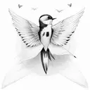Swallow flies over ocean tattoo design idea