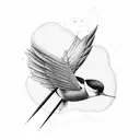 Swallow flies over ocean tattoo design idea