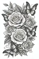 roses butterflies  tattoo design idea
