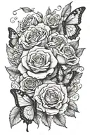 roses butterflies  tattoo design idea