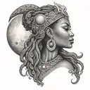 African goddess of life,beauty,moon tattoo design idea
