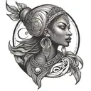 African goddess of life,beauty,moon tattoo design idea