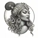 African goddess of life,beauty,moon tattoo design idea
