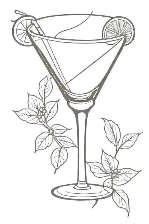 espresso martini glass filled tattoo design idea
