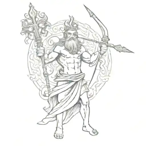 Poseidon holding a trident tattoo design idea