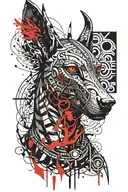 Anubis with scales and feather tattoo design idea