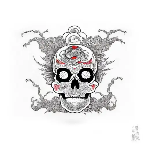 skull centipede tattoo design idea
