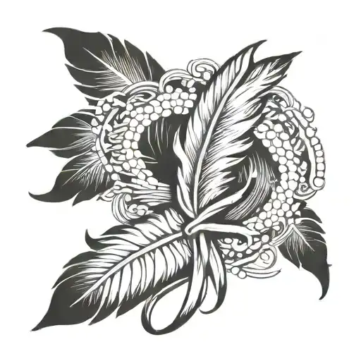 feather and cancer ribbon tattoo design idea